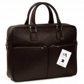 Servieta din piele naturala saffiano laptop 15,6" DiAmanti Palermo Maro Inchis